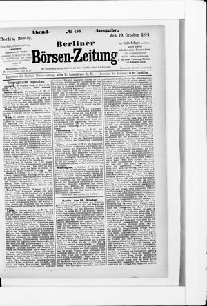 Berliner Börsen-Zeitung vom 10.10.1881