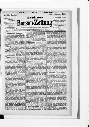 Berliner Börsen-Zeitung vom 14.10.1881