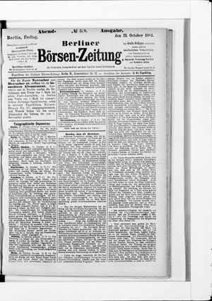 Berliner Börsen-Zeitung vom 21.10.1881