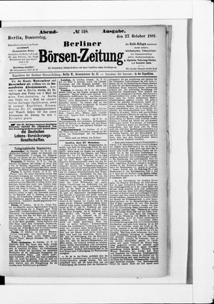 Berliner Börsen-Zeitung vom 27.10.1881
