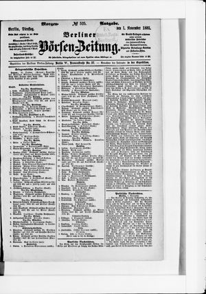 Berliner Börsen-Zeitung vom 01.11.1881