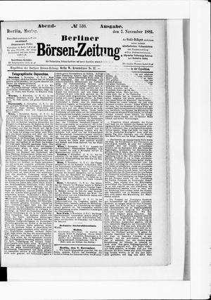 Berliner Börsen-Zeitung vom 07.11.1881