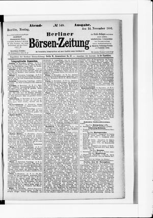Berliner Börsen-Zeitung vom 14.11.1881