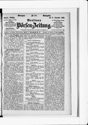 Berliner Börsen-Zeitung vom 15.11.1881
