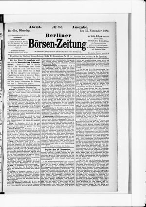 Berliner Börsen-Zeitung vom 15.11.1881
