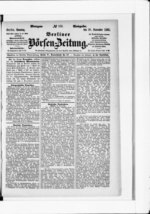 Berliner Börsen-Zeitung vom 20.11.1881