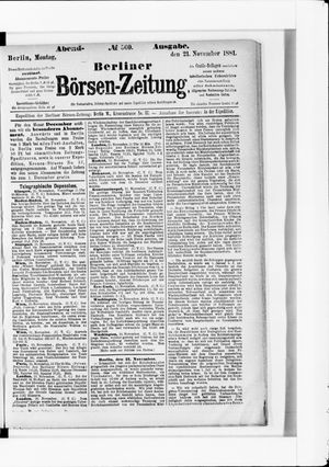 Berliner Börsen-Zeitung vom 21.11.1881