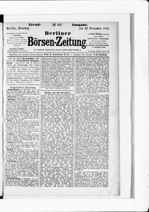 Berliner Börsen-Zeitung vom 22.11.1881