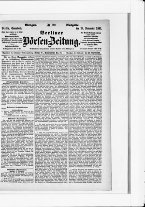 Berliner Börsen-Zeitung vom 26.11.1881