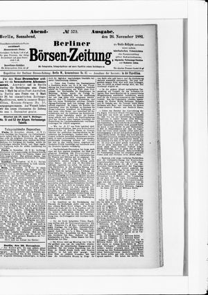 Berliner Börsen-Zeitung vom 26.11.1881