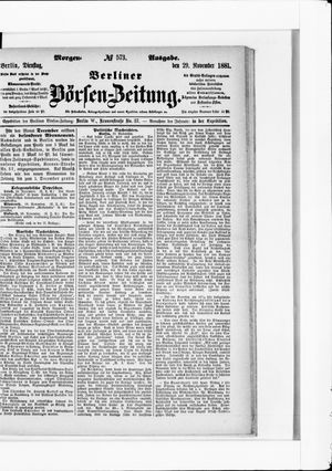 Berliner Börsen-Zeitung vom 29.11.1881