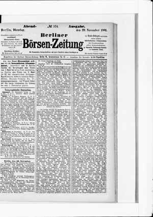 Berliner Börsen-Zeitung vom 29.11.1881