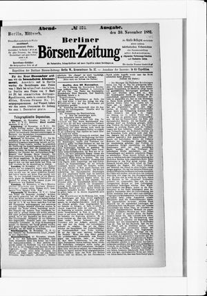 Berliner Börsen-Zeitung vom 30.11.1881