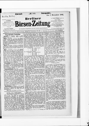 Berliner Börsen-Zeitung vom 02.12.1881