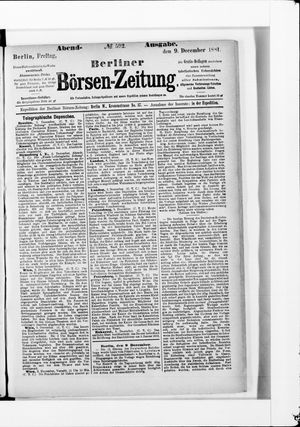 Berliner Börsen-Zeitung vom 09.12.1881