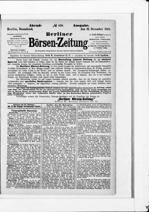 Berliner Börsen-Zeitung vom 31.12.1881
