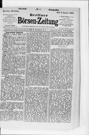 Berliner Börsen-Zeitung vom 03.01.1882
