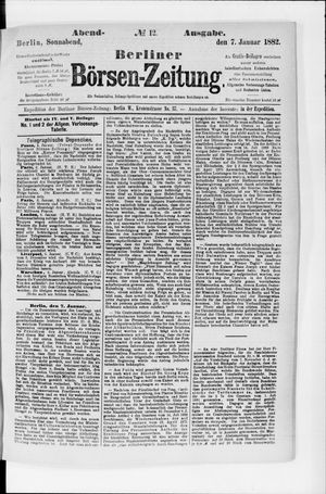 Berliner Börsen-Zeitung vom 07.01.1882
