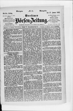 Berliner Börsen-Zeitung vom 27.01.1882