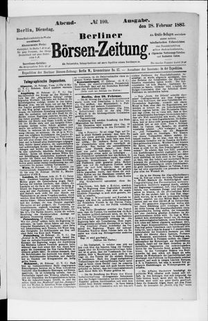 Berliner Börsen-Zeitung vom 28.02.1882