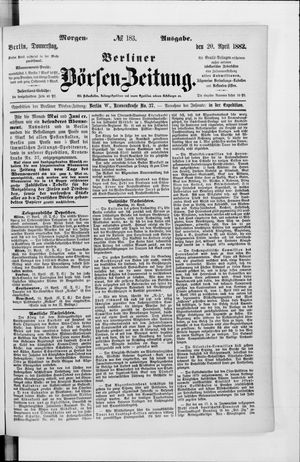 Berliner Börsen-Zeitung vom 20.04.1882