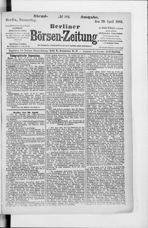 Berliner Börsen-Zeitung vom 20.04.1882