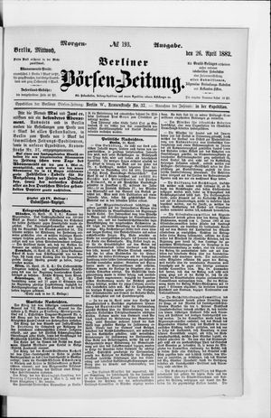 Berliner Börsen-Zeitung vom 26.04.1882
