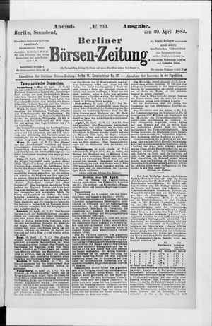 Berliner Börsen-Zeitung vom 29.04.1882