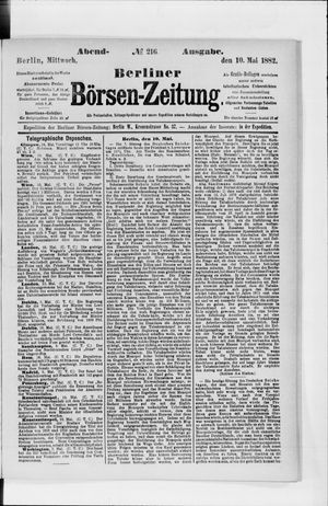 Berliner Börsen-Zeitung vom 10.05.1882