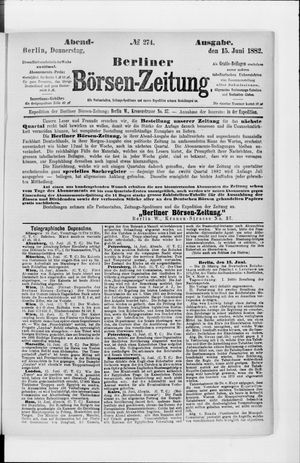 Berliner Börsen-Zeitung vom 15.06.1882