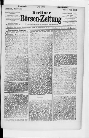 Berliner Börsen-Zeitung vom 05.07.1882