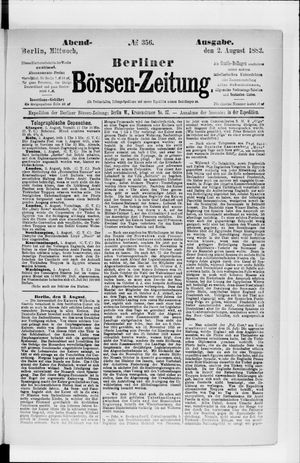 Berliner Börsen-Zeitung vom 02.08.1882