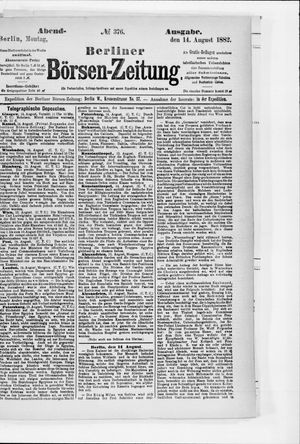 Berliner Börsen-Zeitung vom 14.08.1882