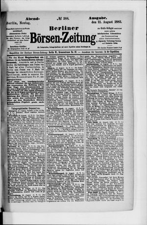 Berliner Börsen-Zeitung vom 21.08.1882