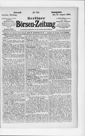 Berliner Börsen-Zeitung vom 22.08.1882