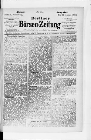 Berliner Börsen-Zeitung vom 24.08.1882