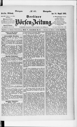 Berliner Börsen-Zeitung vom 30.08.1882