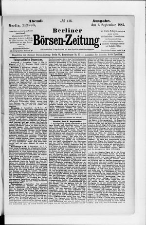 Berliner Börsen-Zeitung vom 06.09.1882
