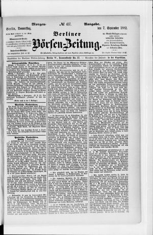 Berliner Börsen-Zeitung vom 07.09.1882