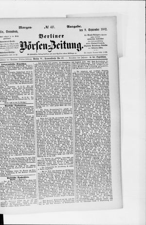 Berliner Börsen-Zeitung vom 09.09.1882