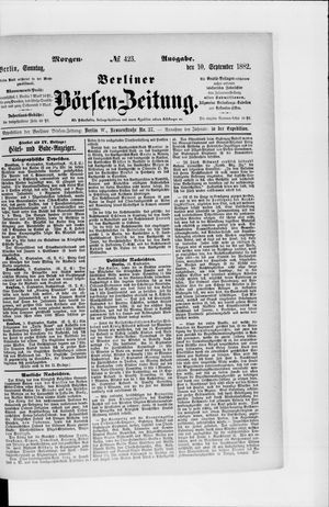 Berliner Börsen-Zeitung vom 10.09.1882
