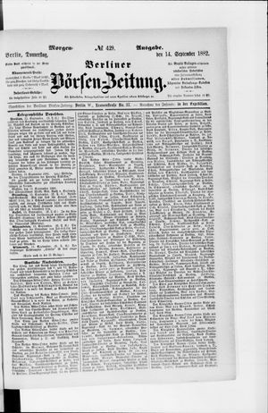 Berliner Börsen-Zeitung vom 14.09.1882