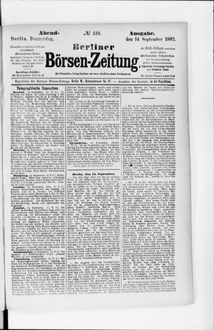 Berliner Börsen-Zeitung vom 14.09.1882