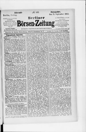 Berliner Börsen-Zeitung vom 15.09.1882