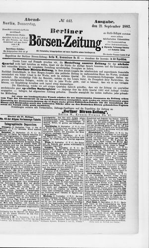 Berliner Börsen-Zeitung vom 21.09.1882