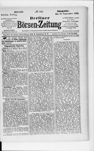 Berliner Börsen-Zeitung vom 22.09.1882