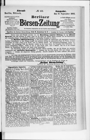 Berliner Börsen-Zeitung vom 27.09.1882
