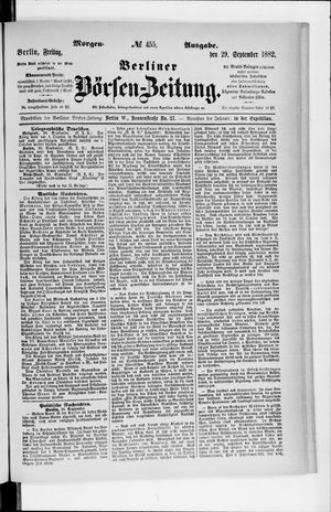 Berliner Börsen-Zeitung vom 29.09.1882
