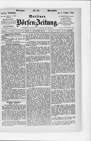 Berliner Börsen-Zeitung vom 05.10.1882