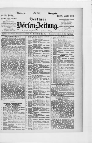 Berliner Börsen-Zeitung vom 27.10.1882